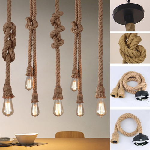 Vintage hanfseil pendelleuchte - hanfseil,
