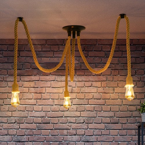 Deckenlampe hanfseil vintage - deckenlampe,