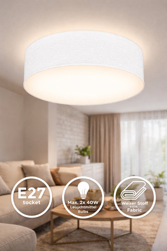 Deckenlampe stoff weiß - stoff,