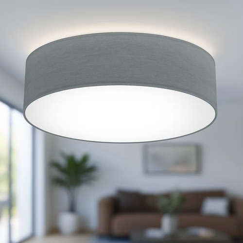 Deckenlampe textil grau stoff - textil,